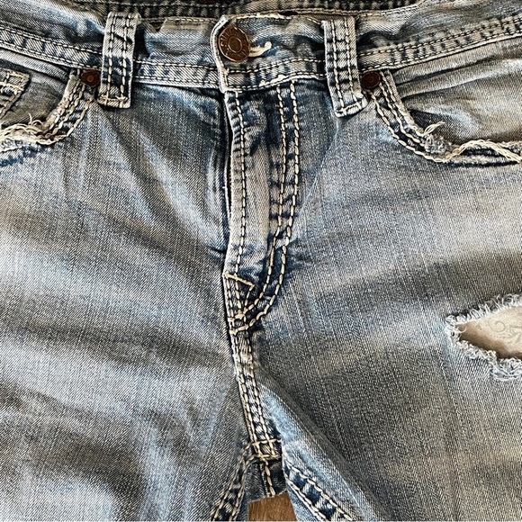 Silver Zac Distress Straight Cut Low Waist Jeans Size 34 - Picture 13 of 16